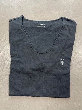 AllSaints men’s Black Logo Tonic Scoop Short Sleeve T-Shirt Tee Small S